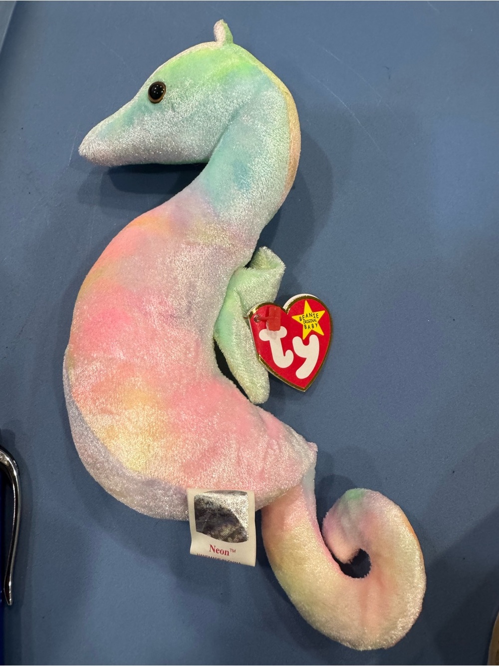 TY Beanie Baby Pastel Multicolor Seahorse Plush - Pastel Rainbow 1999 TY Dye